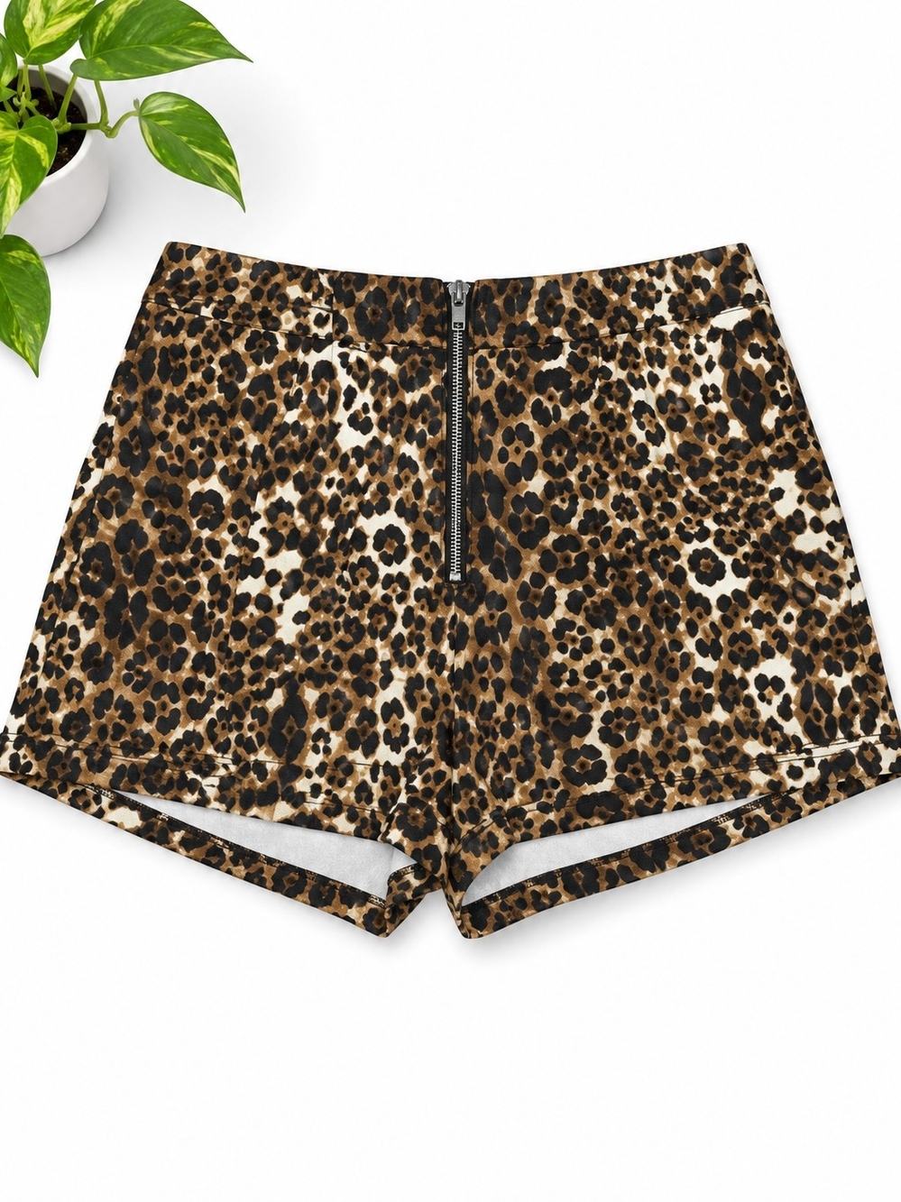 Leopard High-Waist Shorts